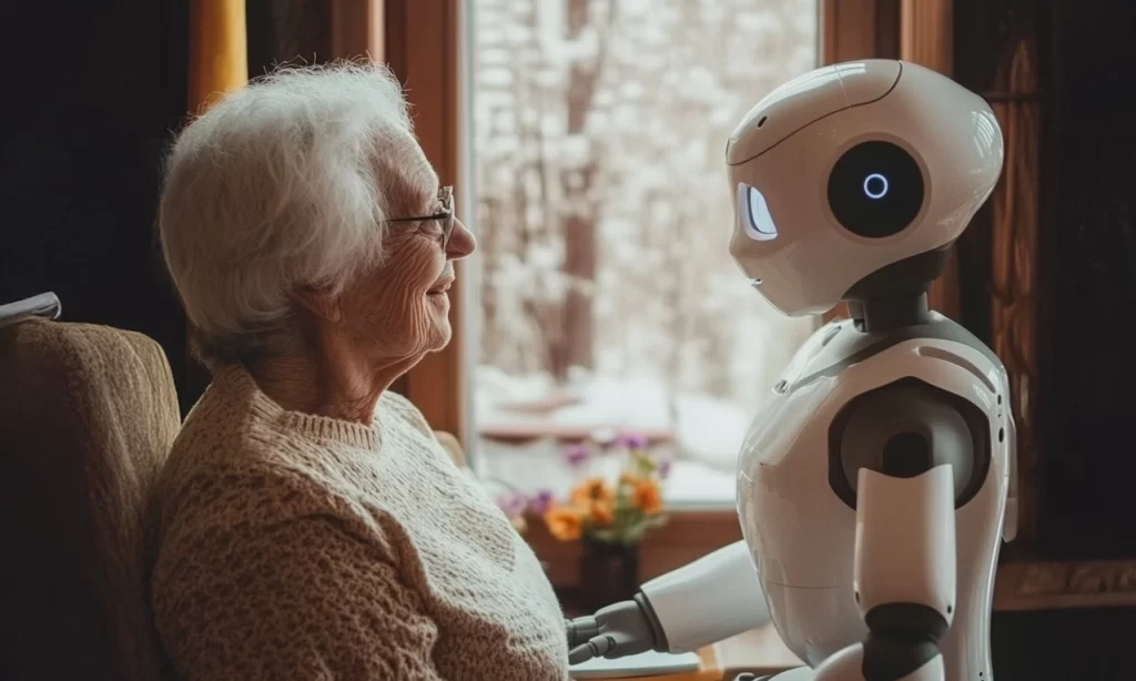 abuela con robot asistente